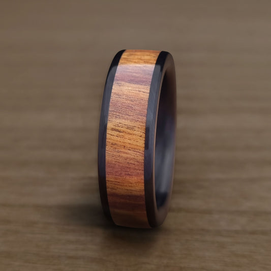 Carbon Fibre Ring - Tamboti Inlay