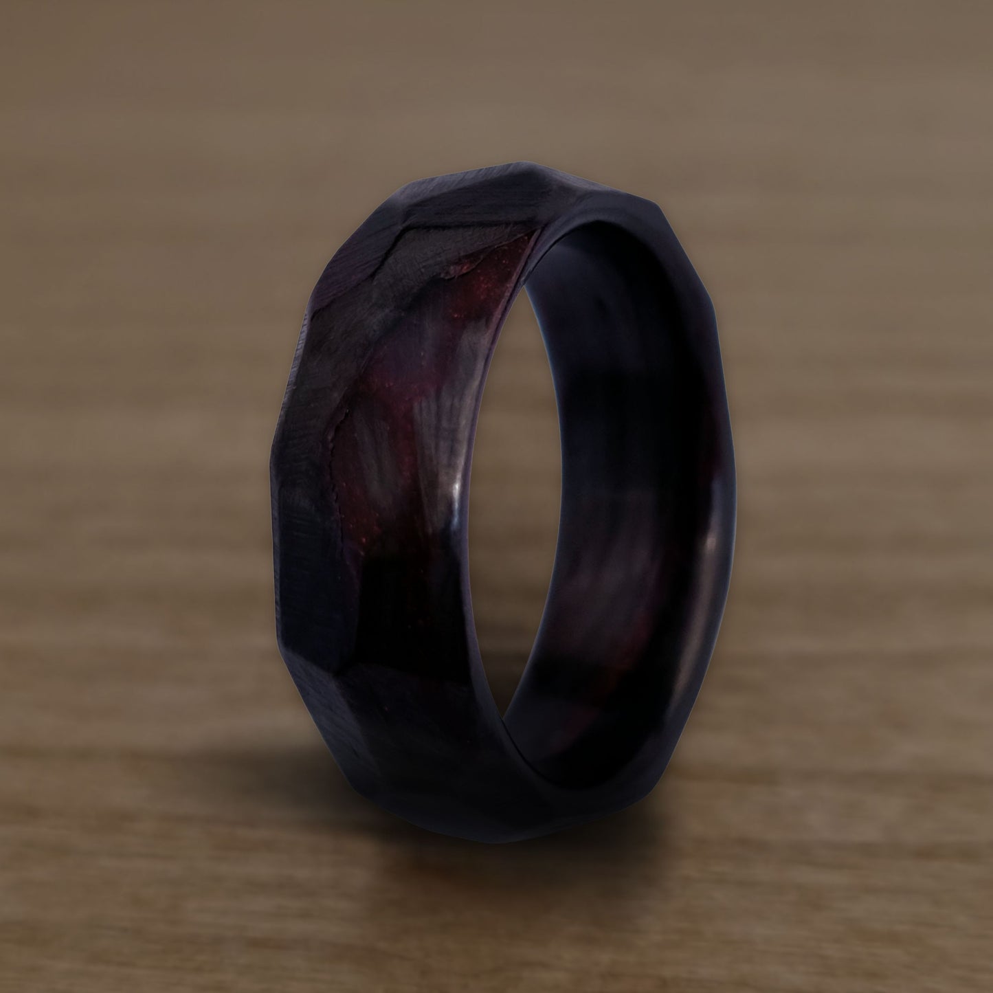 Carbon Fibre Ring - Hammered