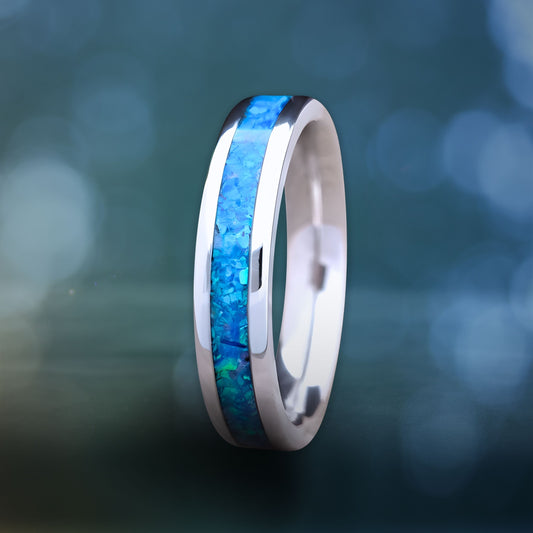Crushed Opal Inlay Ring - Blue