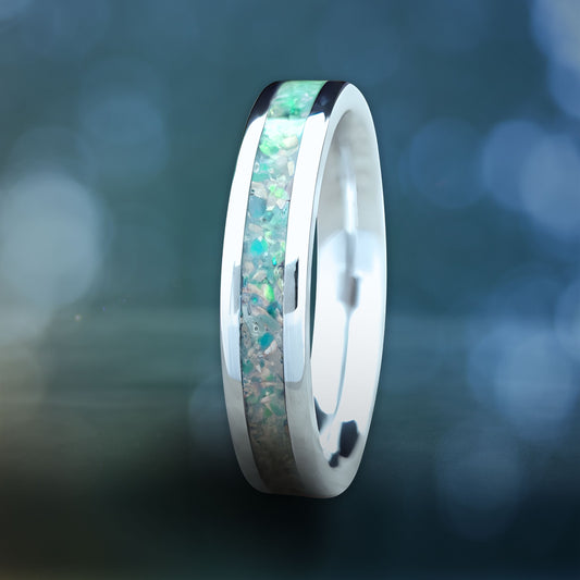 Crushed Opal Inlay Ring - Green