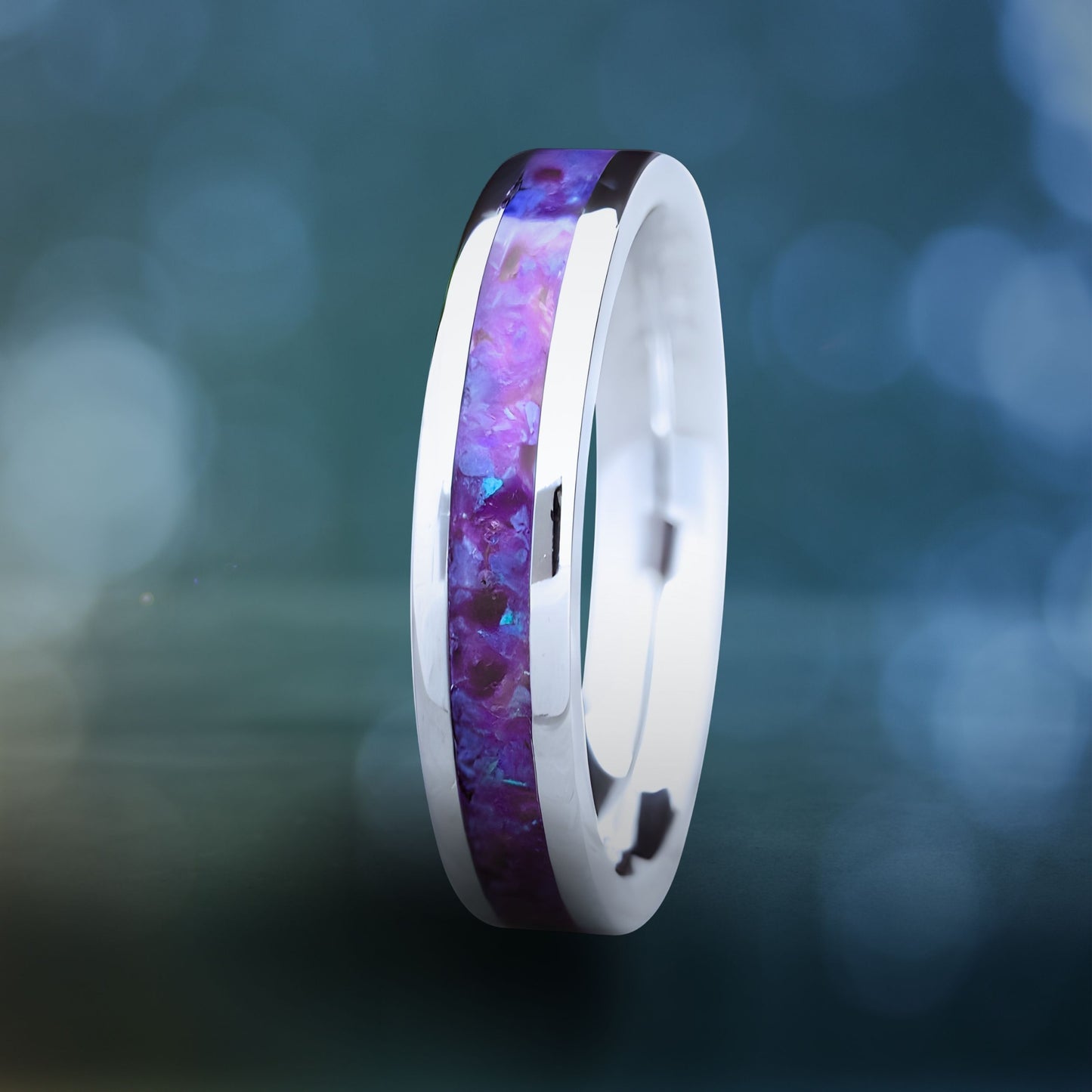 Crushed Opal Inlay Ring - Purple