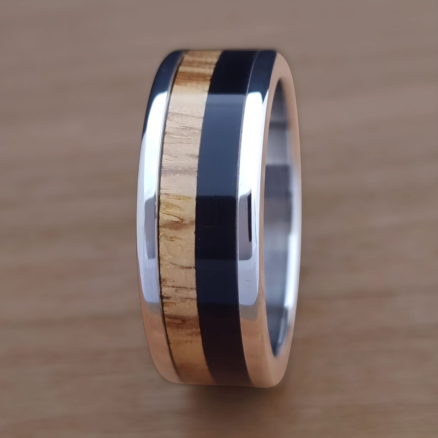 African Game Ring - Oryx Horn & Zebrano Wood