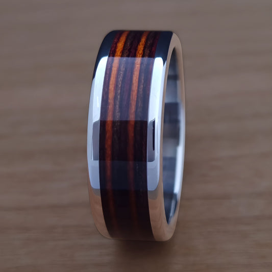 Stabilized Wood Inlay Ring - Orange Dymond Wood