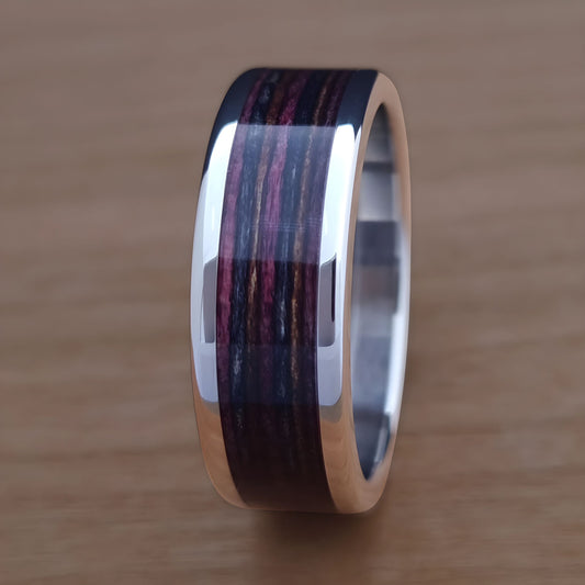 Stabilized Wood Inlay Ring - Purple Dymond Wood