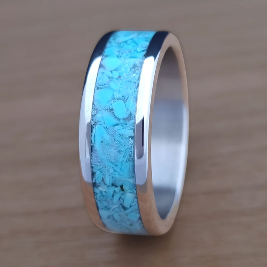 Crushed Stone Inlay Ring - Blue Howlite