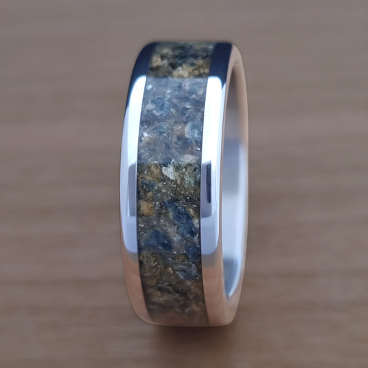 Crushed Stone Inlay Ring - Brown Soapstone
