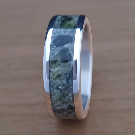 Crushed Stone Inlay Ring - Green Soapstone