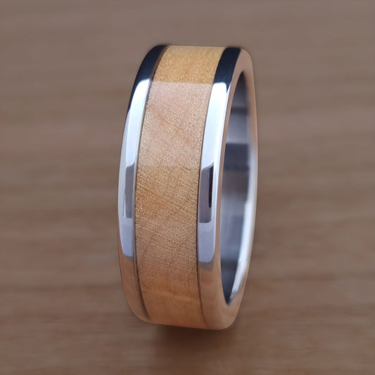 Wood Inlay Ring - Maple wood