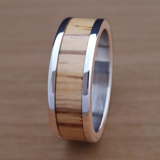 Wood Inlay Ring - Zebrano